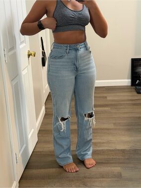 Hollister Light Blue Distressed Straight Leg Jeans